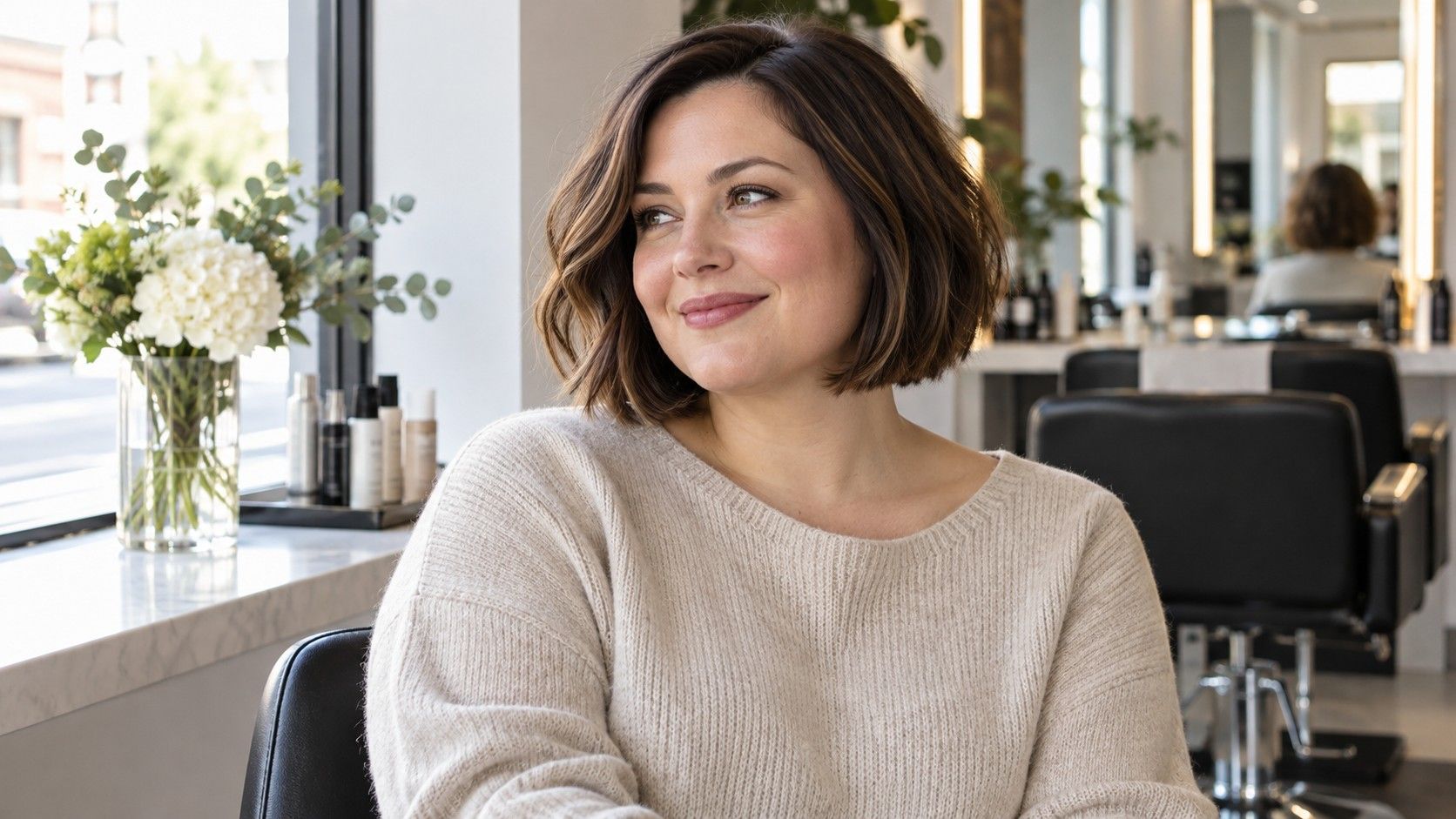 Jaw-length bob with a soft side part